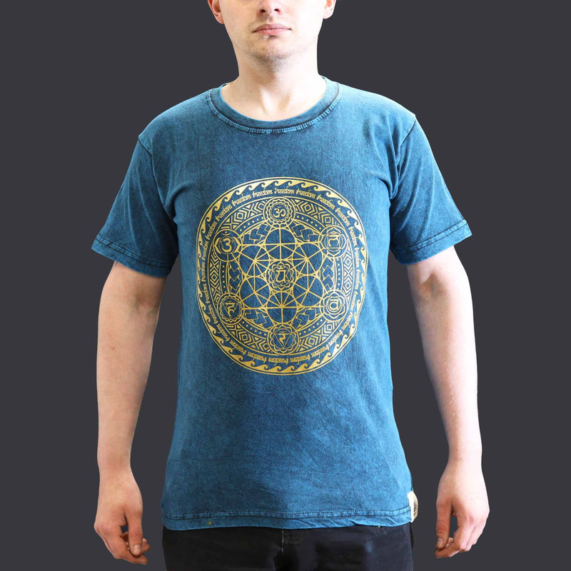 Nomad Sari Stonewashed Cotton T-Shirt – Chakra – Blue – Small product image