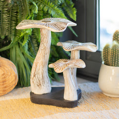 Medium Golden Mushroom Art - 25cm - Whitewash product image 2