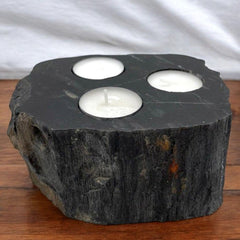 Petrified Wood Candle Holder - Triple product image