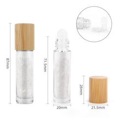 Gemstone Essential Oil Roller Bottle - Rock Quartz - Wooden Cap product image 3