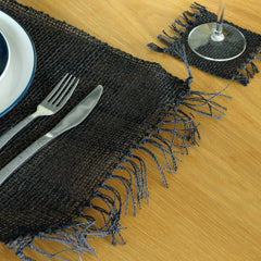 Seagrass Fringe Natural Placemat - Black product image
