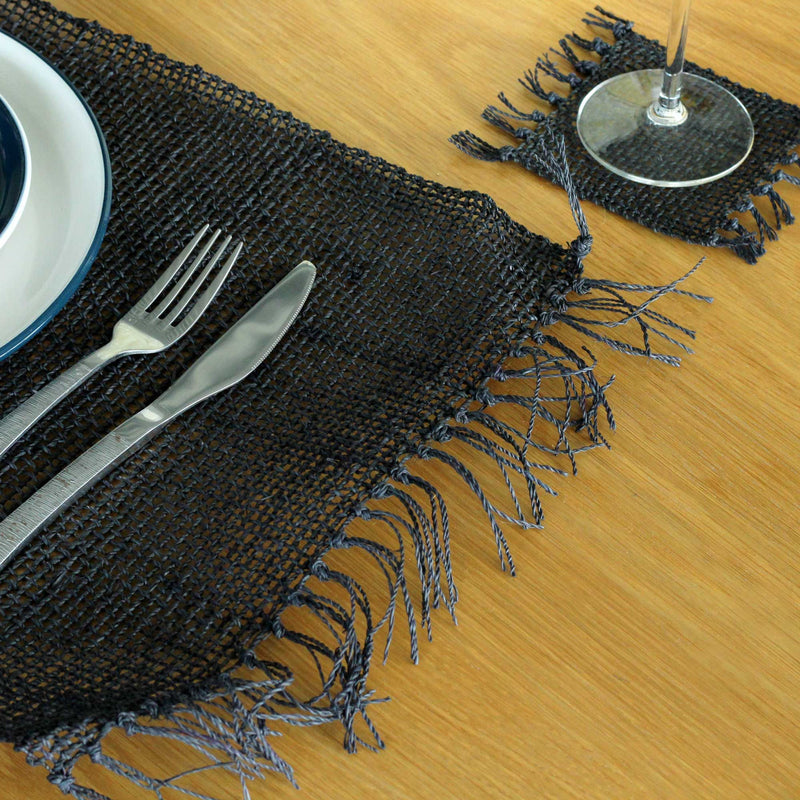 Seagrass Fringe Natural Placemat - Black product image
