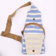 Body Cross Bag Natural Cotton - Blue & White product image 4