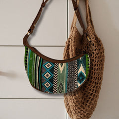 Jacquard Hobo Bag - Bold Greens (brown strap) product image 3
