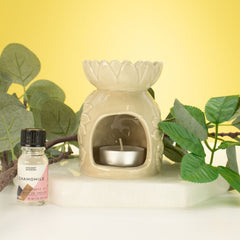 Ceramic Sunflower Oil Burner - Pastel Beige product image 2