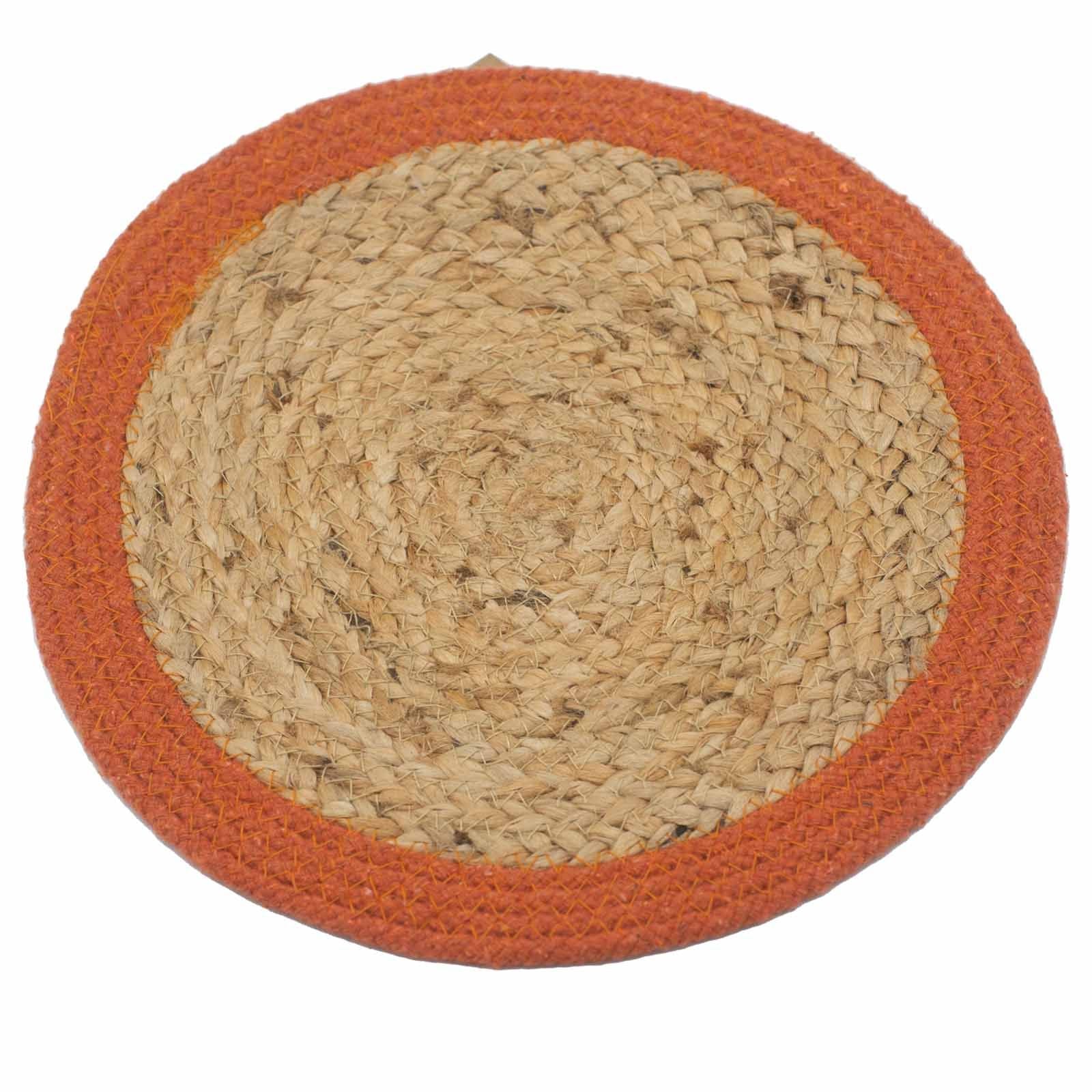 Natural Place Mat - Jute & Cotton 30cm - Clay Border product image