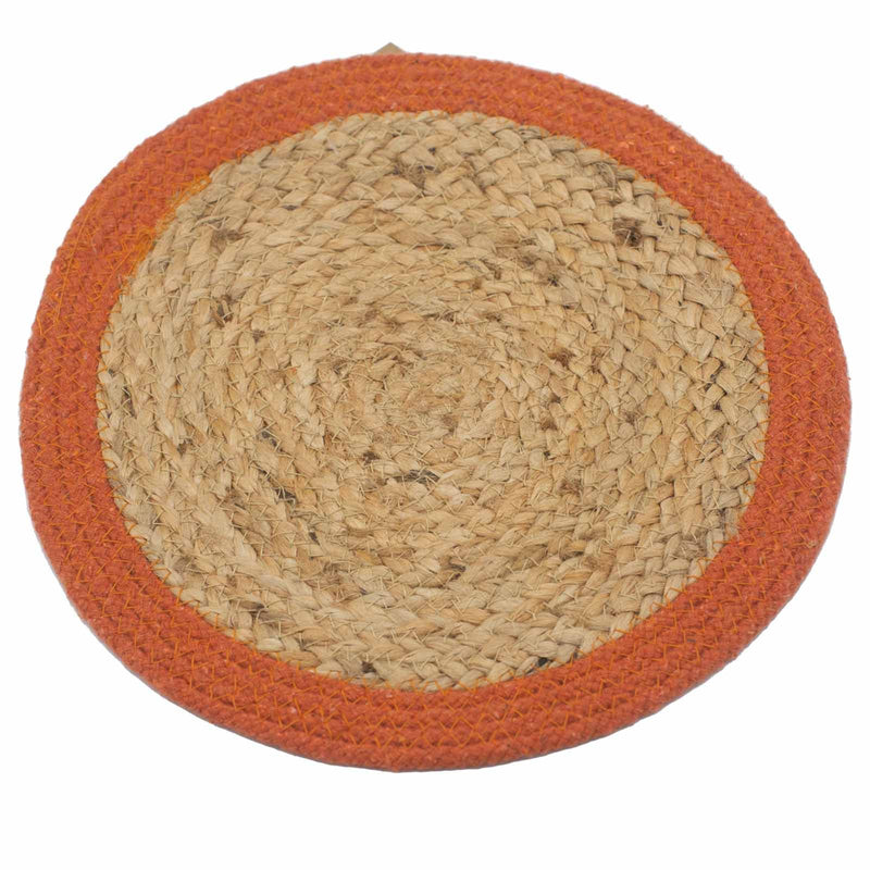 Natural Place Mat - Jute & Cotton 30cm - Clay Border product image