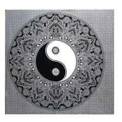 B&W Double Cotton Bedspread + Wall Hanging - Ying yang product image