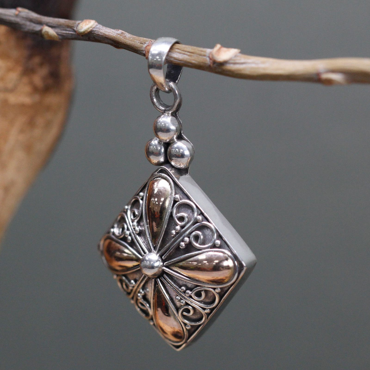 Silver & Gold Pendant - Square Drop product image 4