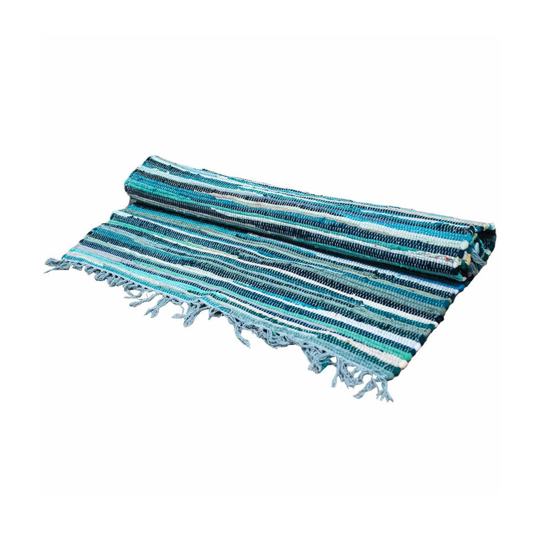 Small Rag Rug - 50x90cm - premium quality - Aqua Blues product image