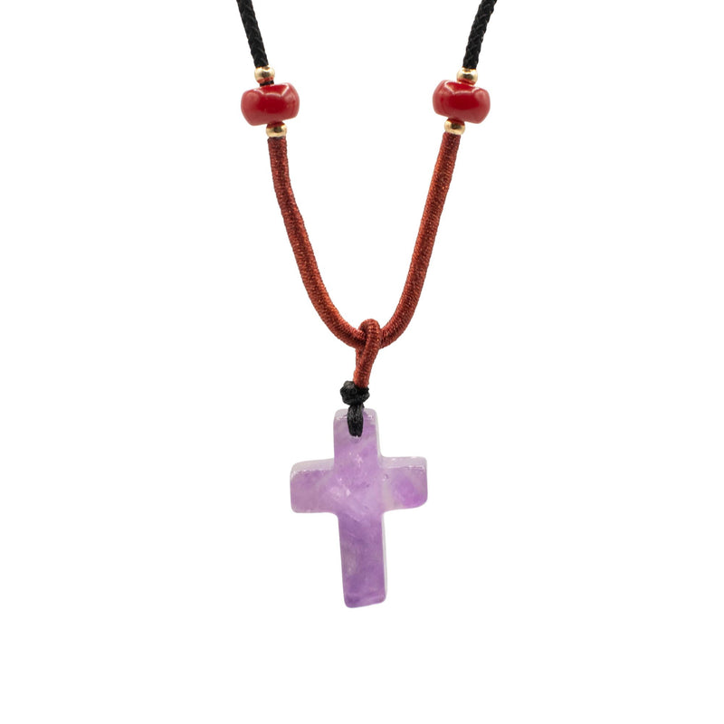 Cord Necklace Gemstone Pendant - Amethyst Cross product image