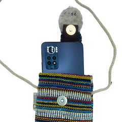 Phone Holder Bag Stripes Multi and White - owl decor product image 2