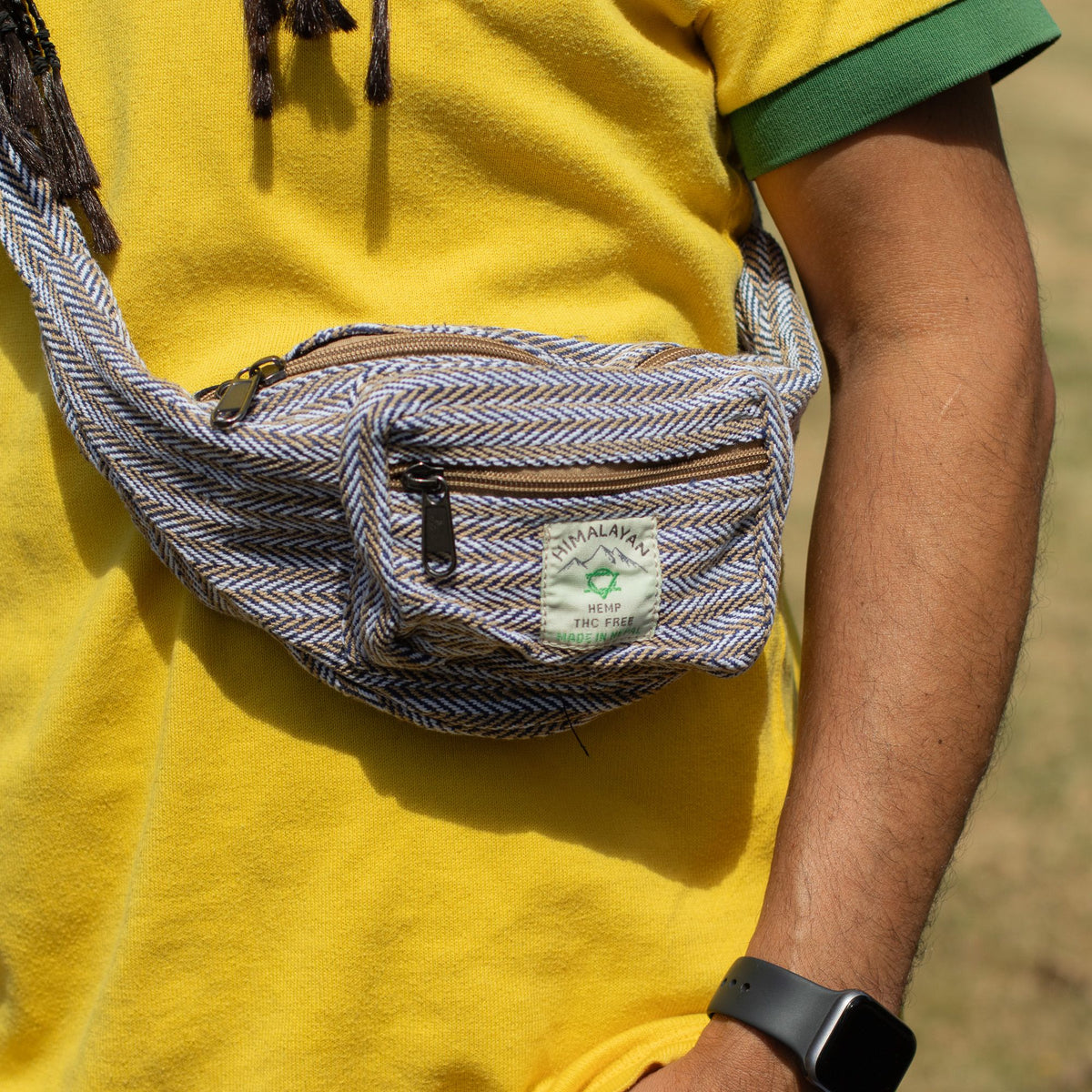 Cotton Hemp Style Belt (or Fanny) Bag - Blue - product image 3