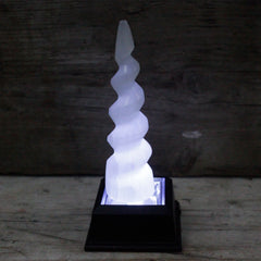 Selenite Spiral Unicorn Horn Tower - 15 cm product image 3