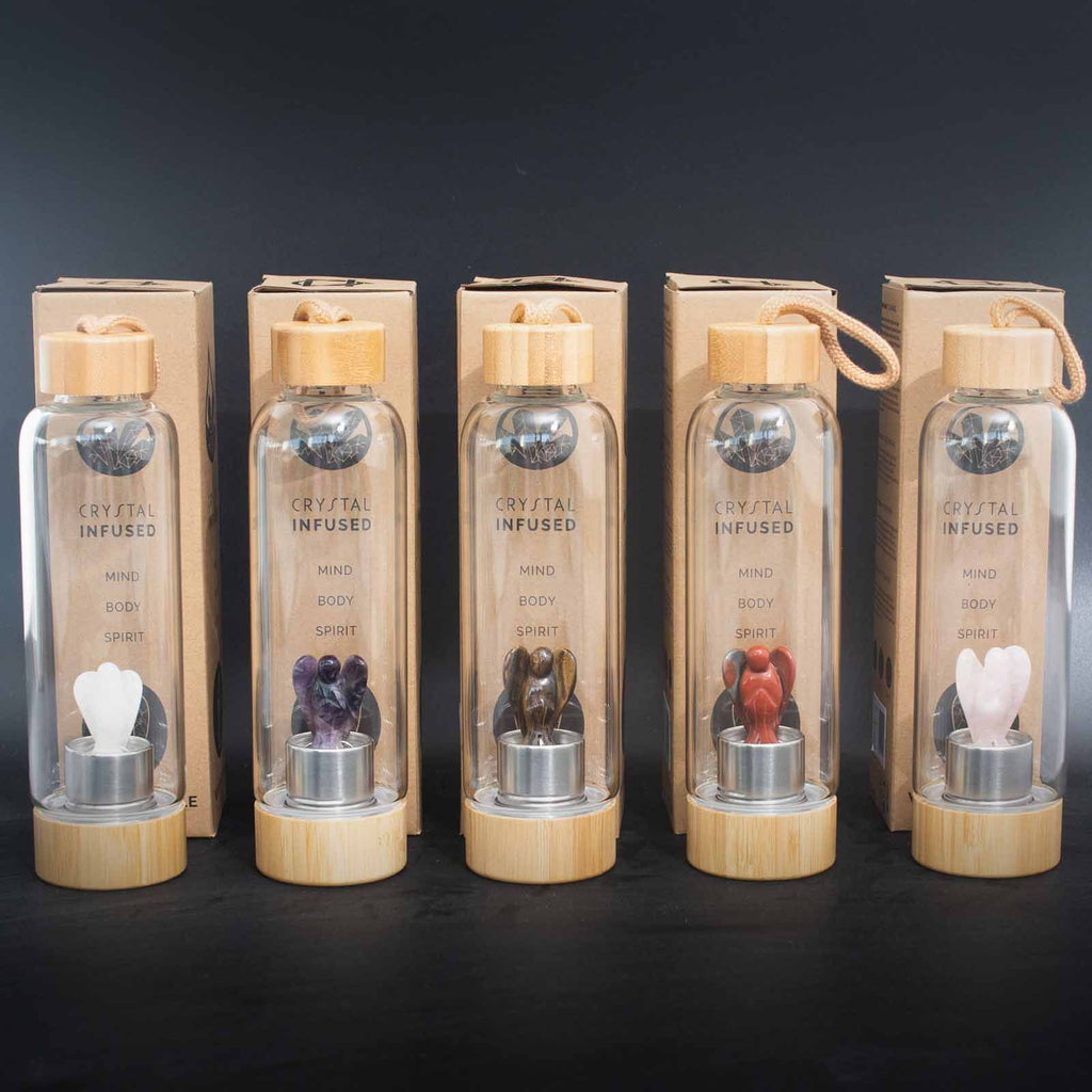 Crystal Infused Glass Water Bottle - Cleansing Clear Quartz - Angel - product image 3