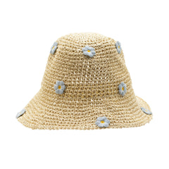 Nomad Sari Floppy Straw Sun Hat - Beige & Blue Flowers product image 2