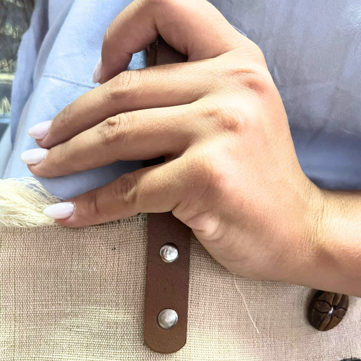 Natural Tote Bag with Leather Handle - Inspiration
