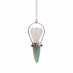 The Heart Oracle - Two Piece Angel Pendulum - Chakra Band - Rose Quartz & Green Aventurine product image 2