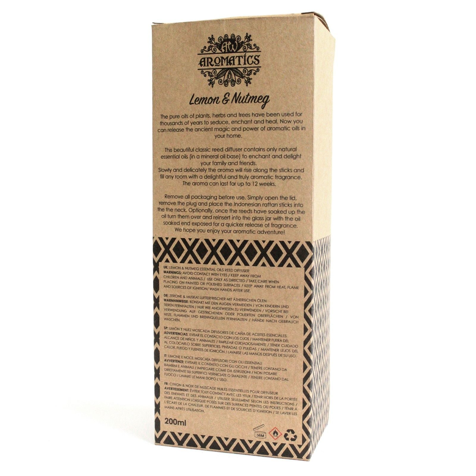 200ml Lemon & Nutmeg Essential Oil Reed Diffuser product image