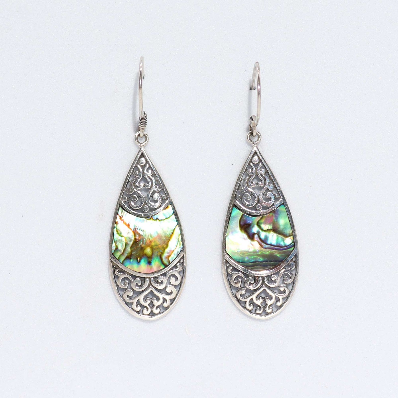 Shell & Silver Earrings - Teardrop Oval - Abalone product image