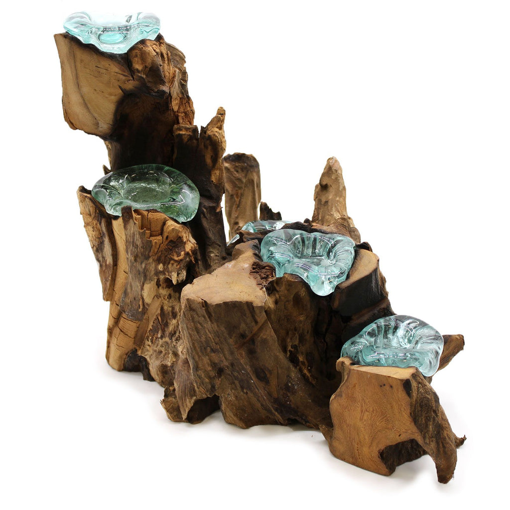 Molton Glass Five Candle Holder on Wood product image 2