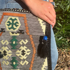 Pale Grey Kilim Messenger Festival Bag product image 5