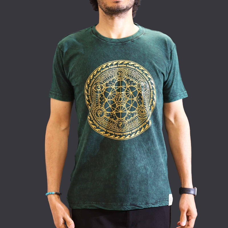 Nomad Sari Stonewashed Cotton T-Shirt – Chakra – Green – Medium product image