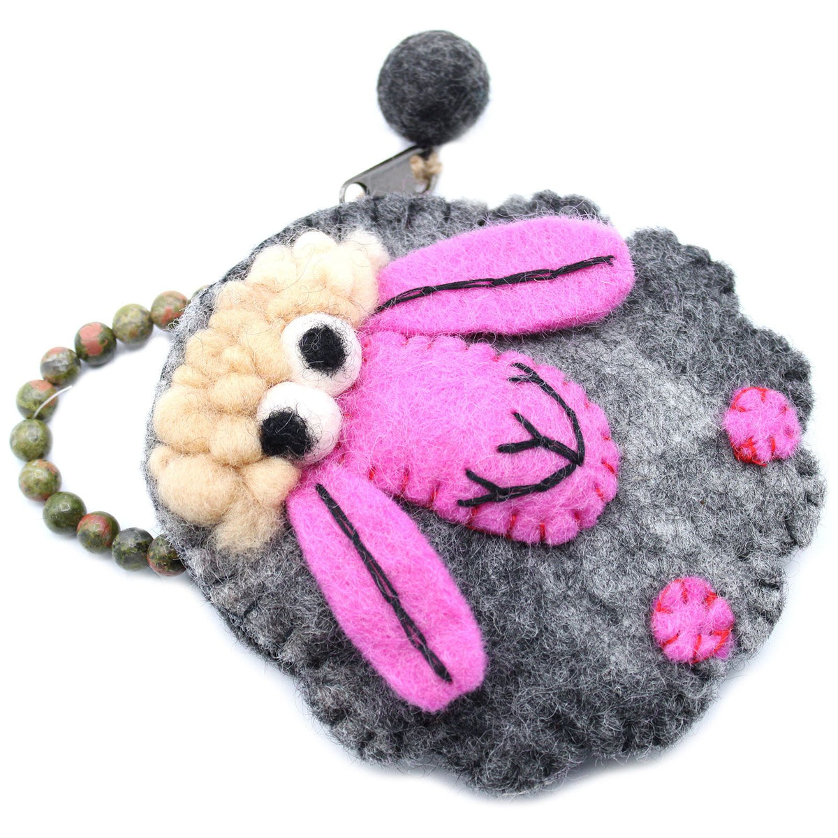 Natural Felt Zipper Pouch (asst) - Happy Sheep product image 4