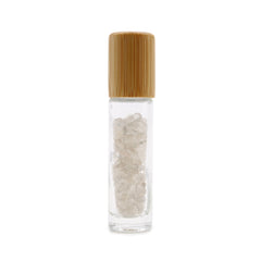 Gemstone Essential Oil Roller Bottle - Rock Quartz - Wooden Cap product image 2