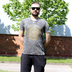 Nomad Sari Stonewashed Cotton T-Shirt – Mandala – Dark Grey – Small product image 2