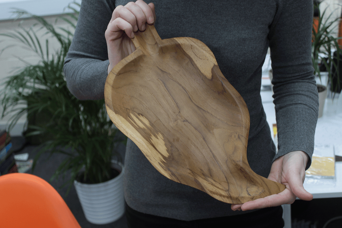 Teak Leaf Shaped Bowl - aprox 32cm product image 2