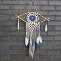 Protection Dream Catcher - Med Macrame Evil Eye White/ Blue/Grey product image