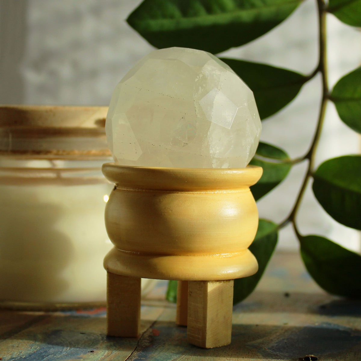 Gemstone Faceted Healing Ball & Stand - Rock Quartz product image 3