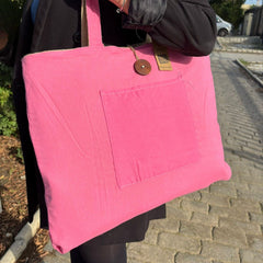 Jute & Cotton Reversible Big Bag - Pink product image 5