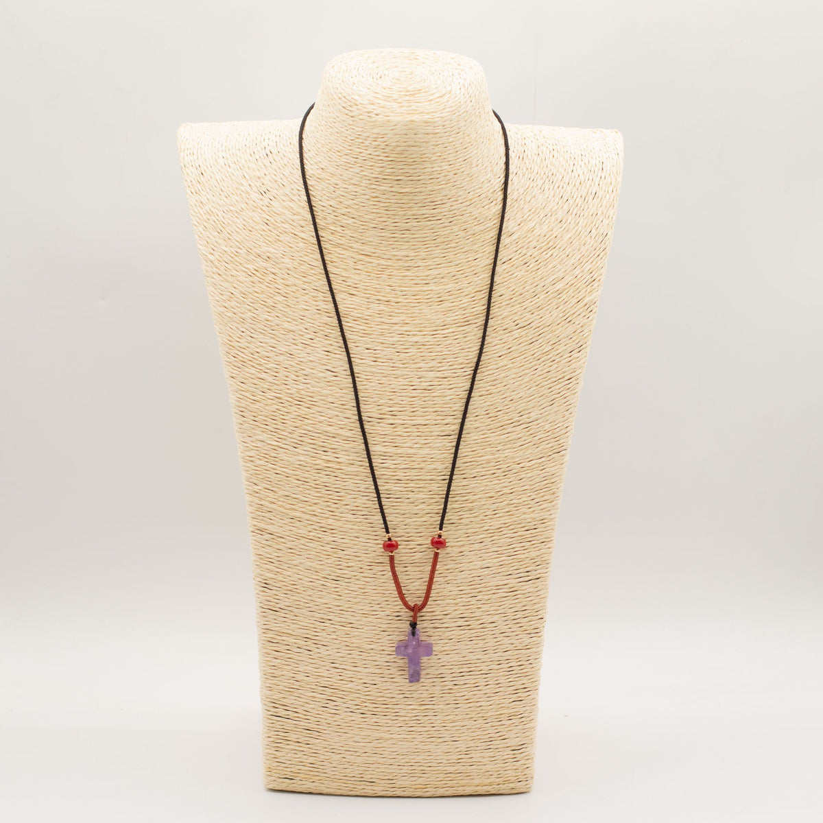 Cord Necklace Gemstone Pendant - Amethyst Cross product image 2