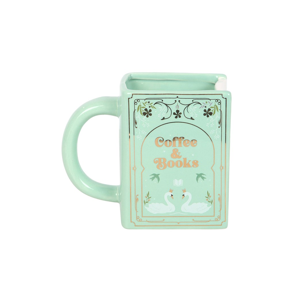 Coffee and Books Green Book Shaped Mug - product image 3