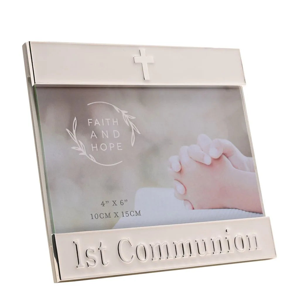 Faith & Hope Enamel & Silver Frame - 1st Communion - image 3