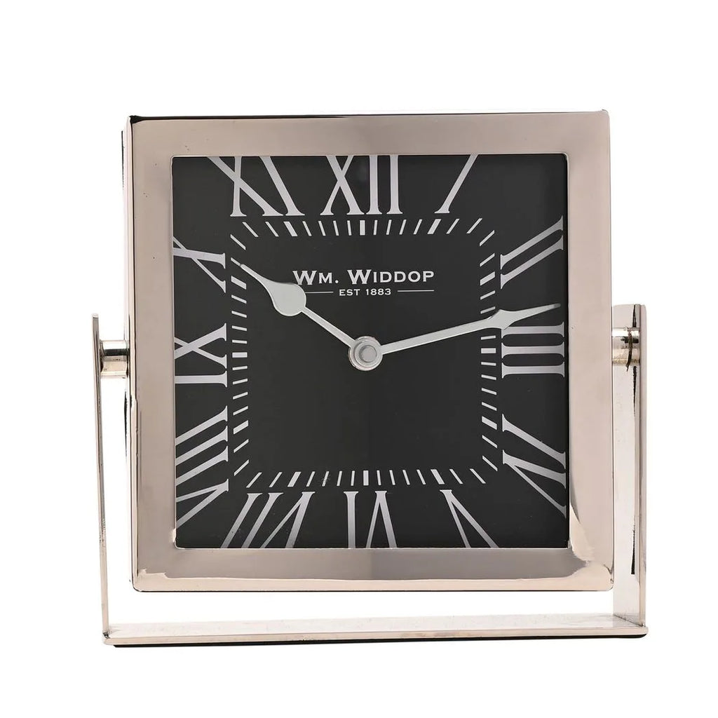 Wm.Widdop Silver Square Mantle Clock - 18cm - image 3