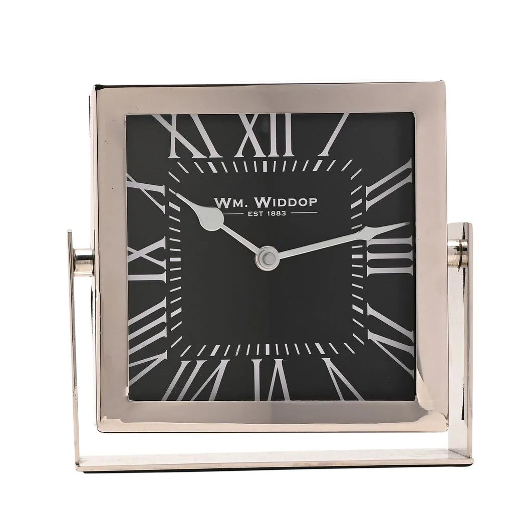 Wm.Widdop Silver Square Mantle Clock - 18cm - image 3