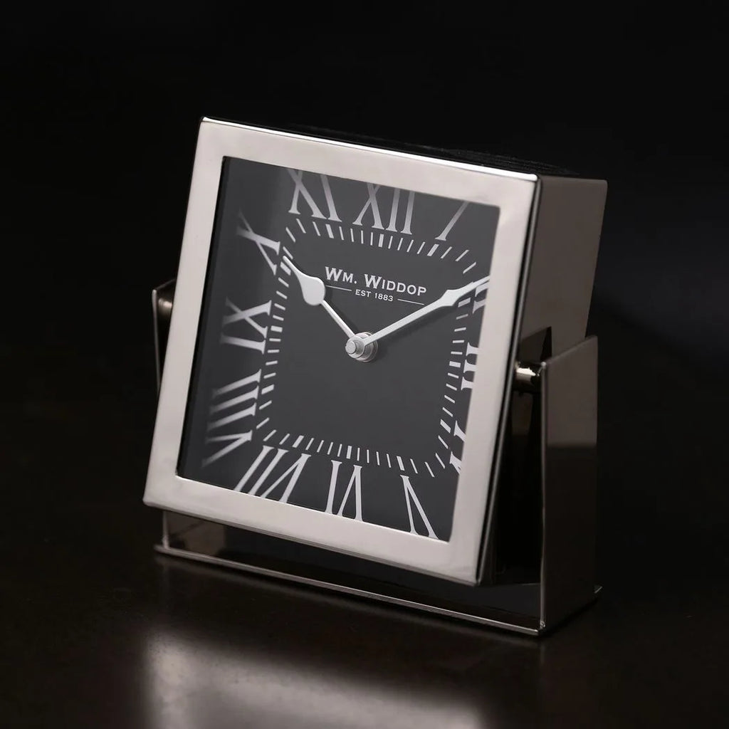 Wm.Widdop Silver Square Mantle Clock - 18cm - image 4