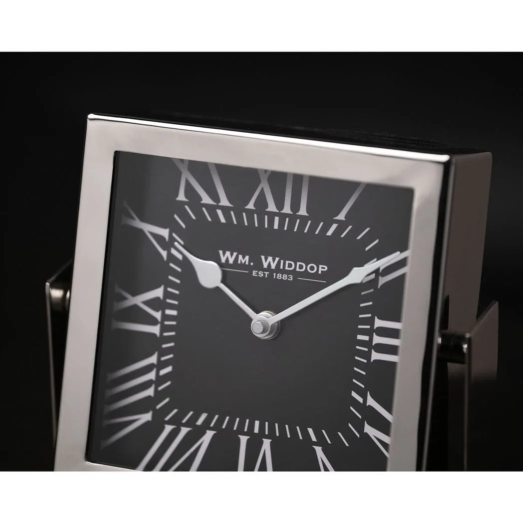Wm.Widdop Silver Square Mantle Clock - 18cm - image 5