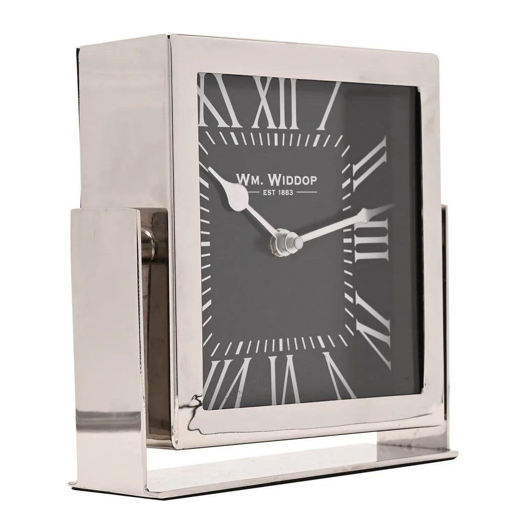 Wm.Widdop Silver Square Mantle Clock - 18cm - image 6