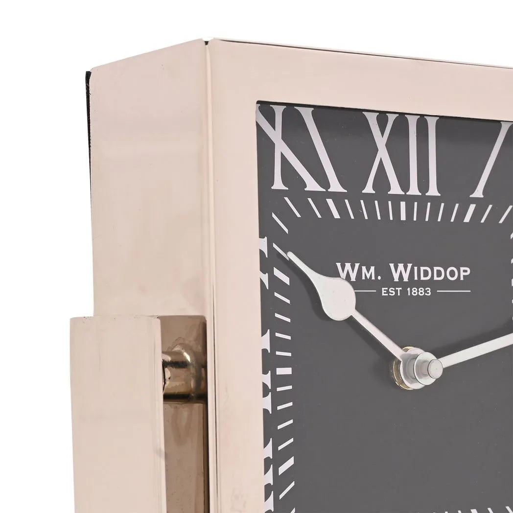 Wm.Widdop Silver Square Mantle Clock - 18cm - image 7