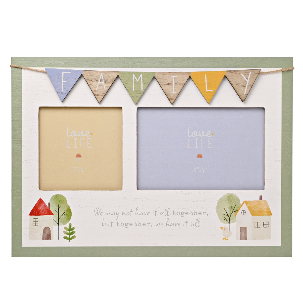Love Life Bunting Collage Frame Holds 2 Photos - Family