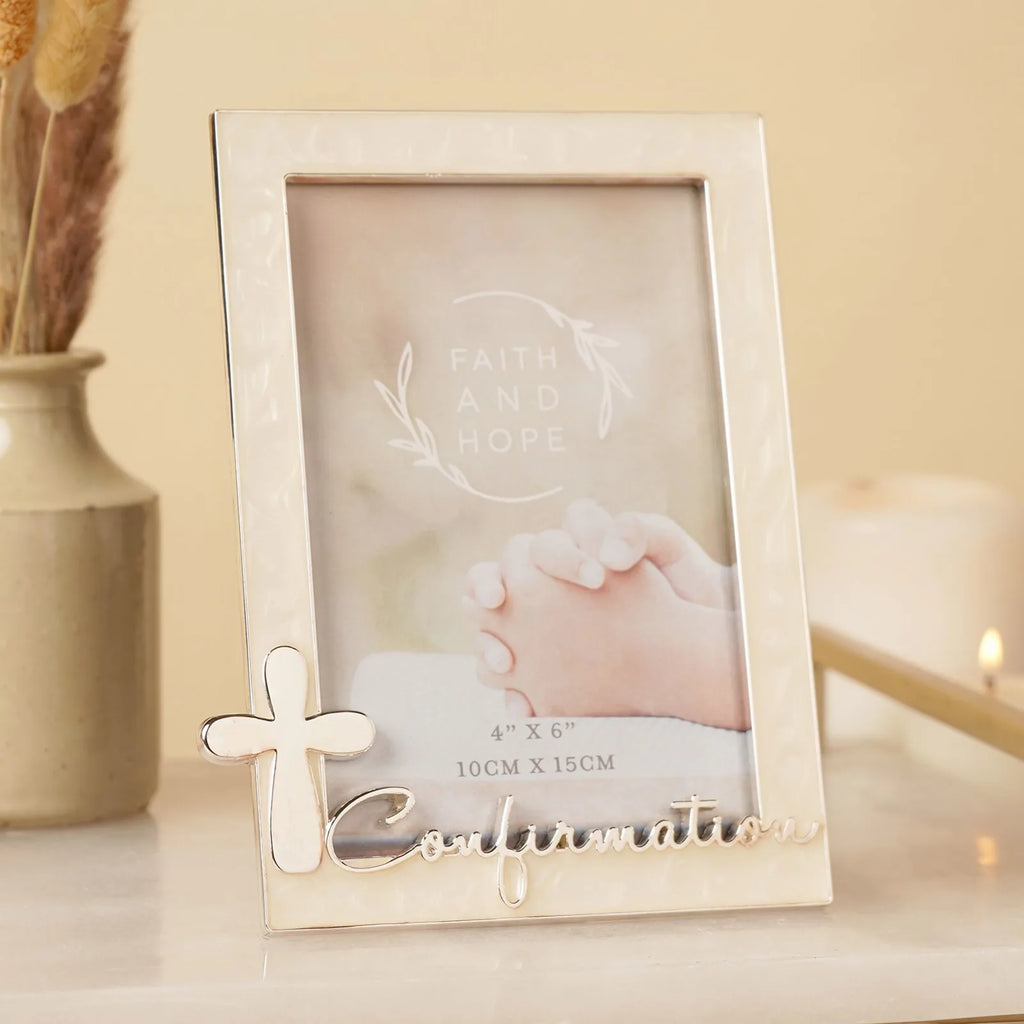 Faith & Hope Enamel Frame & Cross - Confirmation