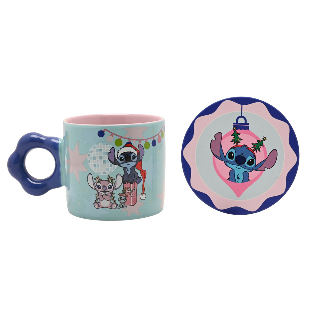 Disney Mug & Coaster Set - Stitch & Angel