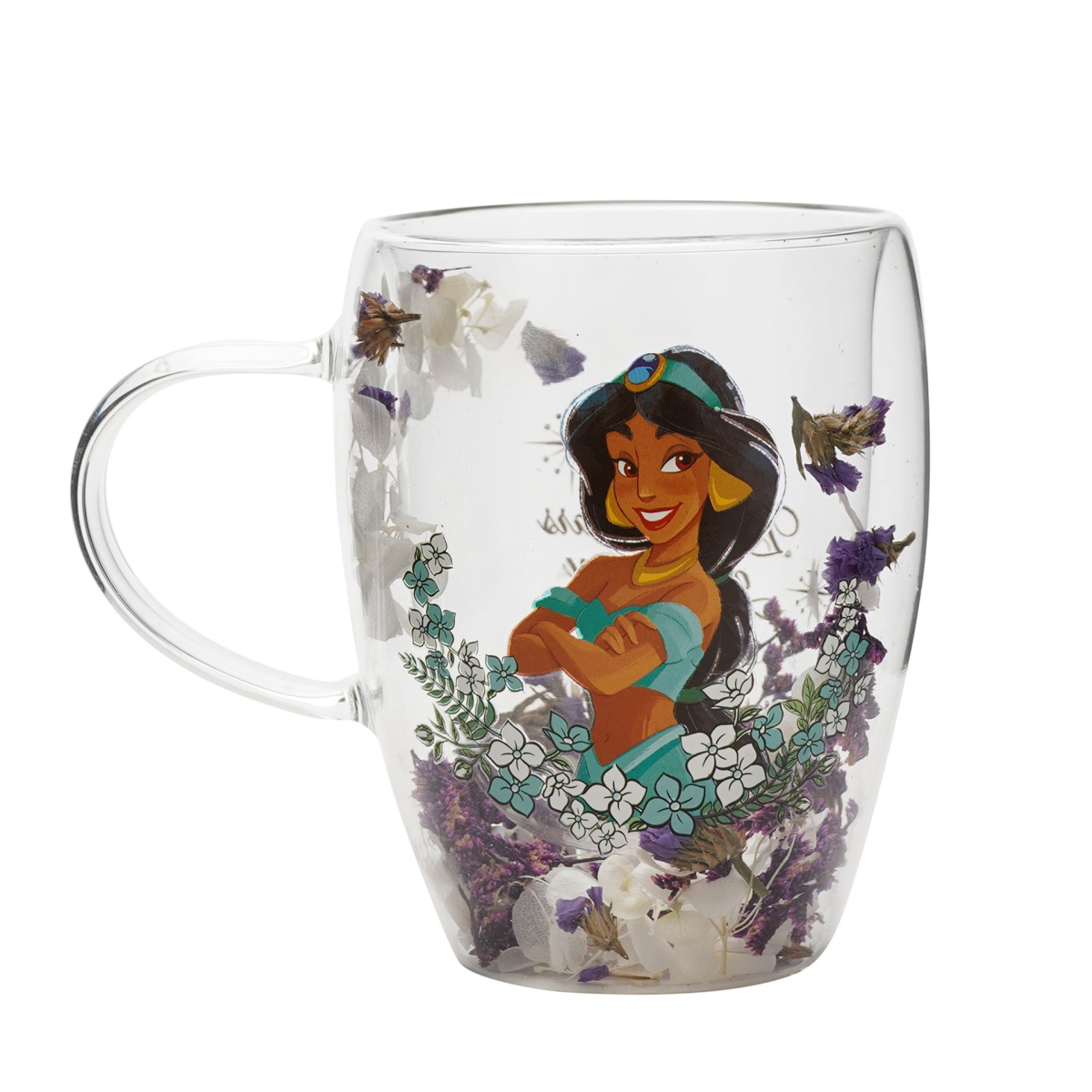 Disney Pastel Princess Floral Decorative Glass Mug - Jasmine