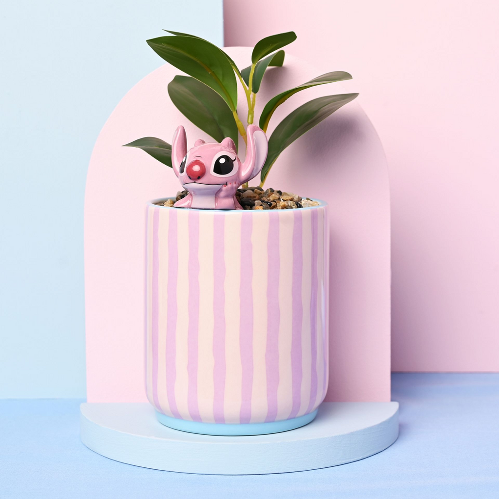 Disney Stitch Planter with 3D Angel & Faux Plant – product view 1