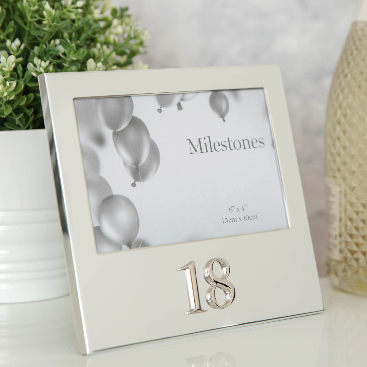 Milestones Aluminium Photo Frame with 3D Number 6" x 4" - 18