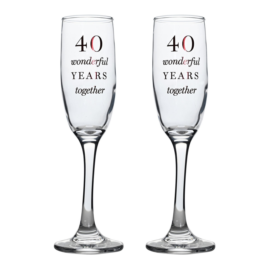 Amore Champagne Flutes Set of 2 - 40th Anniversary